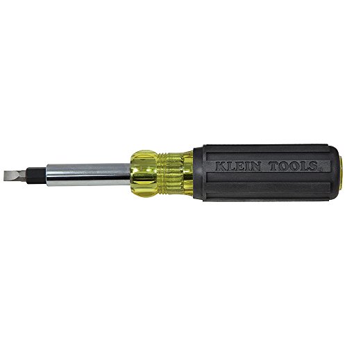 Klein Tools 32557 Multi-Bit Screwdriver / Nut Driver, Heavy Duty 6-in-1 with Interchangable Shafts and Ph, Sl, Sq, Hex Bits and Nut Drivers