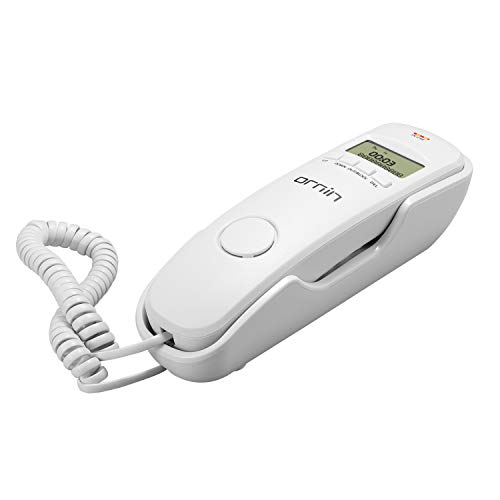 Ornin T112 Trimline Corded Telephone with Caller ID (White)