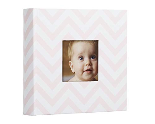 Pearhead Baby Photo Album, Baby Shower Gift, Pink Chevron