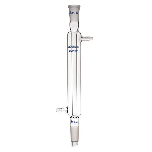 Labasics Borosilicate Glass Liebig Condenser with 24/40 Joint 200mm Jacket Length Lab Glass Condenser
