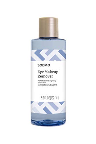 Amazon Brand - Solimo Eye Makeup Remover, Removes Waterproof Mascara, Dermatologist Tested, 5.5 Fluid Ounce