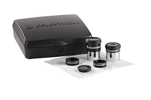 Celestron - PowerSeeker Telescope Accessory Kit - Includes 2x 1.25' Kellner Eyepieces, 3 Colored Telescope Filters, and Cleaning Cloth - Telescope Eyepiece Kit for Beginners