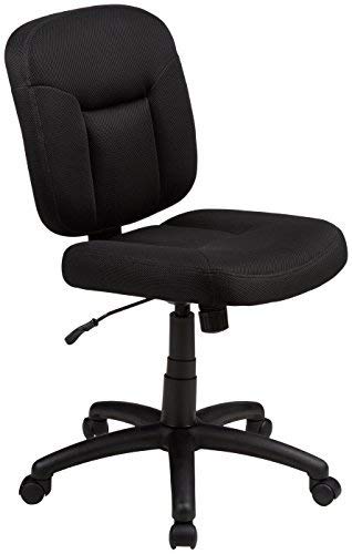 AmazonBasics Upholstered, Low-Back, Adjustable, Swivel Office Desk Chair, Black