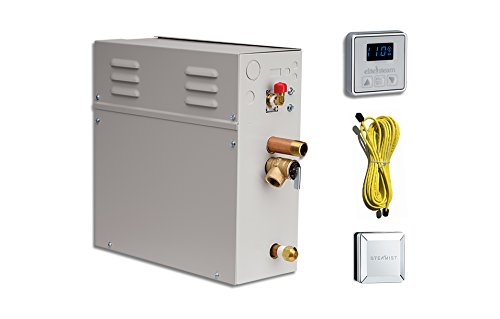 EliteSteam 10 KiloWatt Luxury Home Steam Shower System (Steam Shower Generator, Control, Steam Head, and Cable) (Brushed Nickel Inside Control)