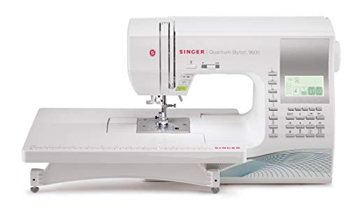 SINGER | Quantum Stylist 9960 Computerized Portable Sewing Machine with 600-Stitches Electronic Auto Pilot Mode, Extension Table and Bonus Accessories, Perfect for Customizing Projects, 28.22 Pounds