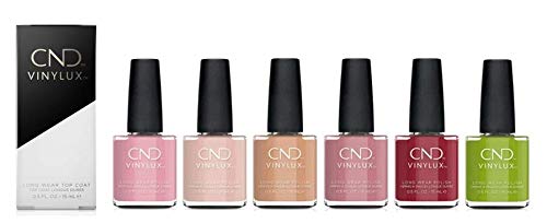 Vinylux Nail Polish Fall 2020 Collection All 6 colors includes Crisp Green/Cherry Apple/Fuji Love/Pacific Rose/Gala Girl/Sweet Cider + Free Long Wear Top Coat 15ml/each