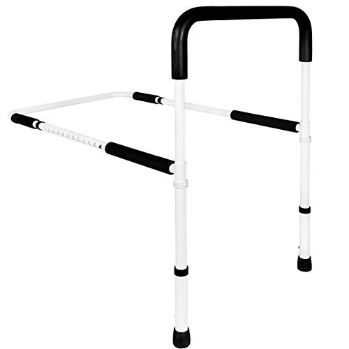 Medical Adjustable Bed Assist Rail Handle and Hand Guard Grab Bar, Bedside Safety and Stability (Tool-Free Assembly)