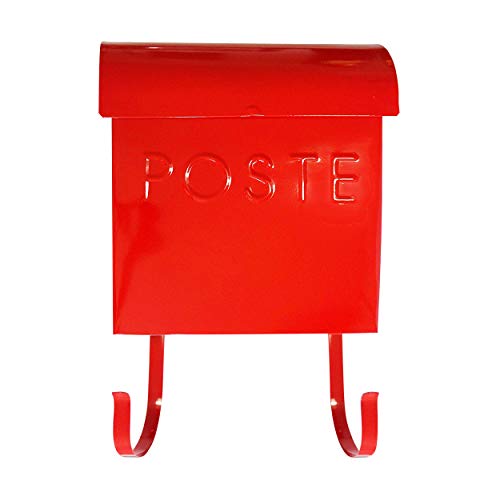 NACH MB-44766-FR Euro Mailbox with Newspaper Holder, French - Wall Mounted Post Box, Red, 12 x 11.2 x 4.5 inch