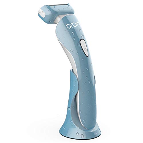 Brori Electric Razor for Women - Womens Shaver Bikini Trimmer Body Hair Removal for Legs and Underarms Rechargeable Wet and Dry Painless Cordless with LED Light, Blue