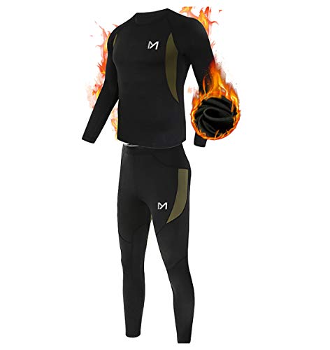 Men’s Thermal Underwear Set, Sport Long Johns Base Layer for Male, Winter Gear Compression Suits for Skiing Running Black