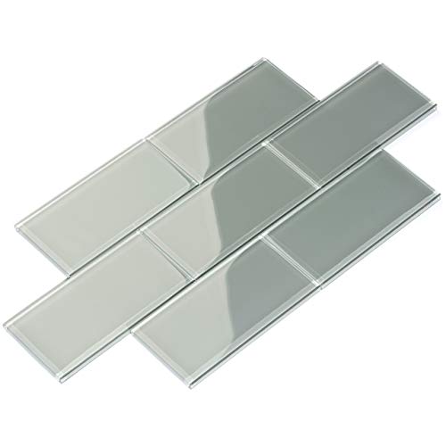 Giorbello G5928-44 Glass Subway Backsplash Tile, 3 x 6, True Gray