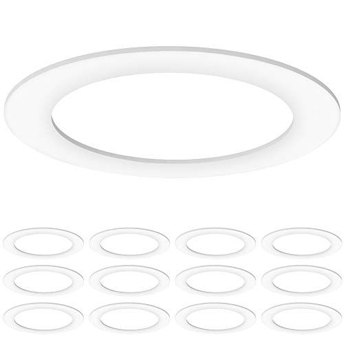 Sunco Lighting 12 Pack White Goof/Trim Ring Fits 5 Inch / 6 Inch Recessed Downlights, Outer Diameter 8.6-inch, Inner Diameter 6.2-inch, Durable Plastic Design, Flush Mount to Cover Messy Ceilings