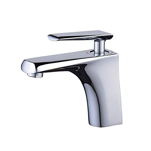 Modern Sink Hot Cold Water Tap Chrome All Copper Kitchen Faucet Mixing Spout Single Hole Single Handle Bathroom Washbasin Tap Crane Lavatory Toilet WC Brass Metal Waterfall Faucet