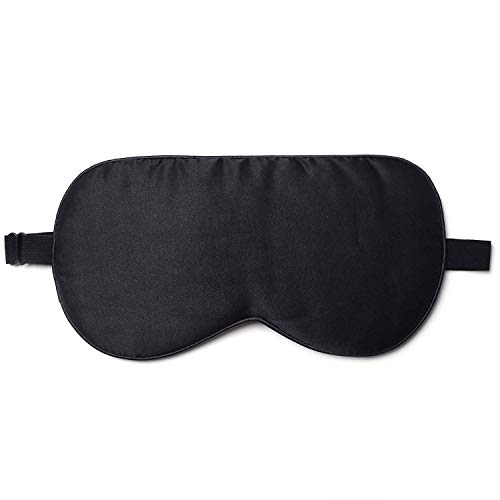 ZIMASILK Adjustable Mulberry Silk Sleep Mask Blindfold 100% Pure Mulberry Silk Eye Mask for Sleep with Bag (Black)