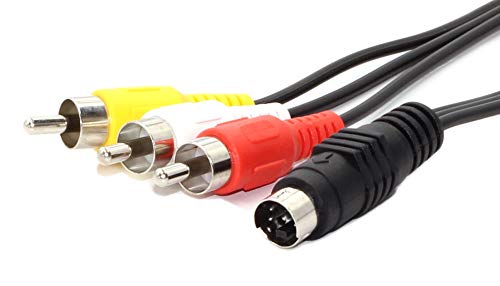 Devinal 4-Pin Mini DIN S-Video Plug to 3 RCA Plug Cable S-Video 4-Pin Male to 3-RCA Male RGB Composite Video Cable Adapter for DVD, DVD, TV, HDTV, VCR's, CD Players 5 FT (1.5M)