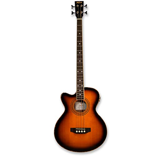 Left-handed 4 String Sunburst Electric Acoustic Bass/4EQ