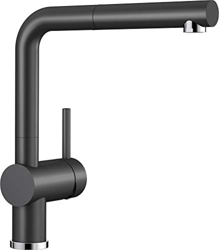 BLANCO Linus-S – Kitchen Mixer Tap in Ceramic Look with Pull-Out Spout – High Pressure – Ceramic Black – 516708