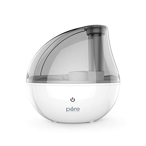 Pure Enrichment® MistAire™ Silver Ultrasonic Cool Mist Humidifier - Lasts Up to 25 Hours, Whisper-Quiet Overnight Operation, 360° Mist Nozzle, Easy-Fill Tank, Auto Safety Shut-Off