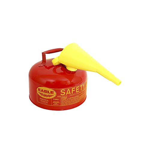 Eagle UI-20-FS Red Galvanized Steel Type 1 Gasoline Safety Can with Funnel, 2 gallon Capacity, 9.5' Height, 11.25' Diameter