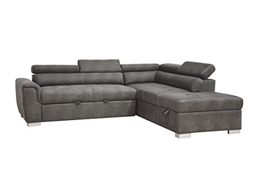 ACME Furniture Thelma Sleeper and Ottoman Sectional Sofa, Gray