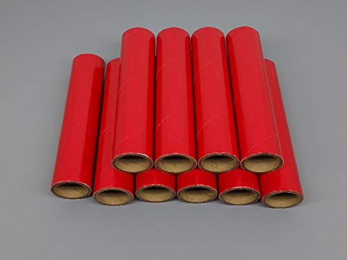 10 FIREWORKS PYRO Gloss Red Heavy Wall Cardboard Tubes, 1' x 6' x 1/8'