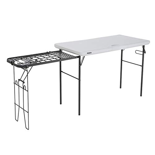 Lifetime Folding Tailgate Camp Table with Grill Rack, White