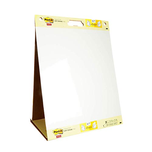 Post-it Super Sticky Portable Tabletop Easel Pad w/ Dry Erase Panel, Great for Virtual Teachers and Students, 20x23 Inches, 20 Sheets/Pad, 1 Pad, Built-in Stand (563DE)