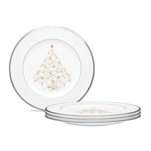 Noritake Palace Christmas Platinum Holiday Accent Plates, Set of 4