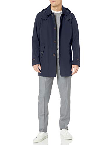 Tommy Hilfiger Men's Hooded Rain Trench Jacket, Navy, L