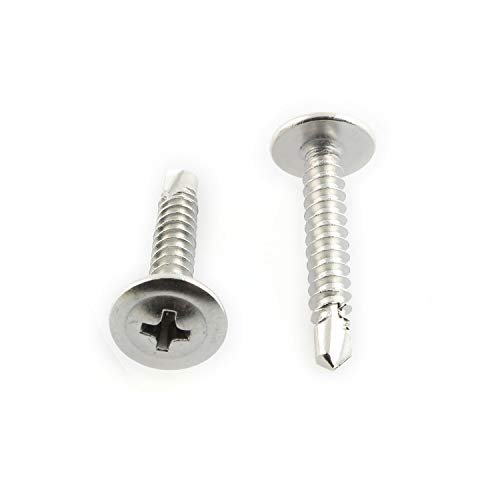 25 Pack Self-Drilling Dovetail Screws 410 Stainless Steel #8 1 Inch Truss Head Phillips Drive Drill Point Tek Screws