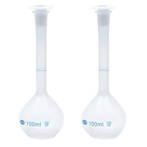 Sscon 2pcs 100ml Plastic Lab Volumetric Measuring Flask with Snap Cap