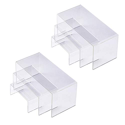 X L MAGNET Acrylic Display Risers 2 Sets of 3 Size Steps Acrylic Display Stand Anti-Corrosion Clear Showcase Display Shelf for Figure Collection Jewelry Cup Cake Buffet