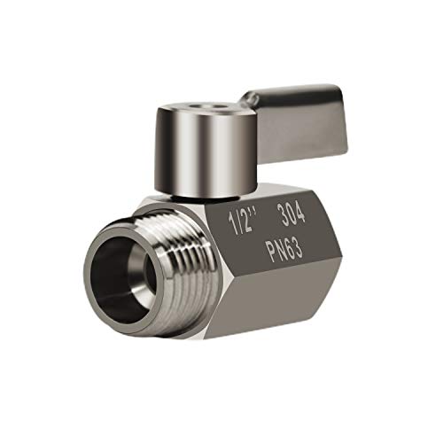 Showerhead Shut Off Valve with Stainless Handle, 304 Stainless Steel Mini Ball Valve(1/2' Female X Male) NPT Thread, Water Flow Control Valve Regulator Chrome, Shower Head Flow Control Valve (1)