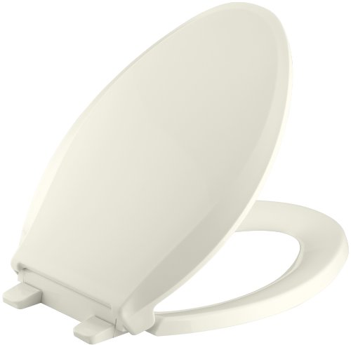 Kohler K-4636-96 Cachet Elongated Biscuit Toilet Seat, With Grip-Tight Bumpers, Quiet-Close, Quick-Release Hinges, Quick-Attach Hardware, No Slam Toilet Seat