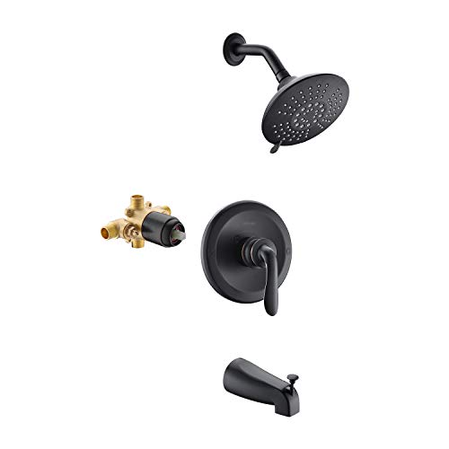 APPASO Oil-Rubbed Bronze Shower Faucet and Tub Spout (Valve Included), Shower system with 5-Function Spray Head, Single Handle Bathroom Rainfall Shower Trim Kit Wall Mount, APT124ORB