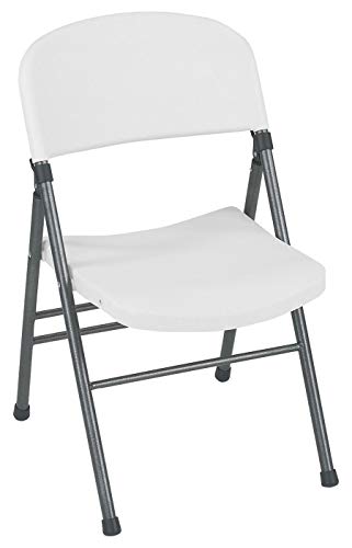 Cosco Resin Folding Chair with Molded Seat and Back White Speckle (4-Pack)