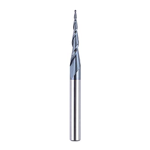 SpeTool Tapered Ball Nose End Mill 1/4 X 3 inches with 0.5mm Ball Nose 4.82 Deg for CNC Router Engraver Carving Bits