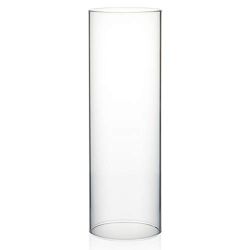 WGVI Clear Hurricane Candleholder,Glass Chimney for Candle Open Ended, Chimney Tube of Sizes in Various for Choice, 4' Wide x 12' Tall