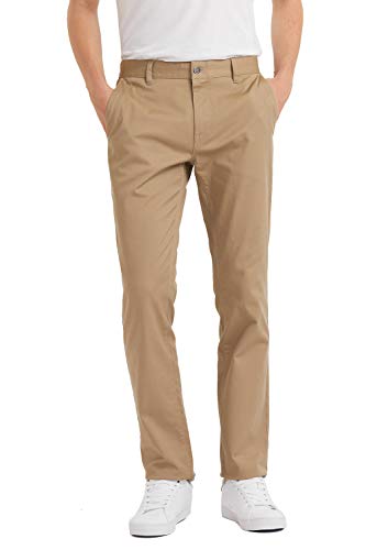 DINOGREY Men's Flat-Front Chino Pants-Classic Fit Straight Legs-Stretch Regular Twill Khaki Pant