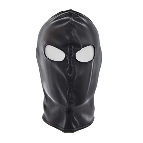 Leather Full Face Head Mask Black Soft PU Leather Mask Alternative Products Punishment Headgear Eye Mask Couples Props Role-Playing Dance Dress Toy SM Torture Club Mask Slave Accessories Set-up