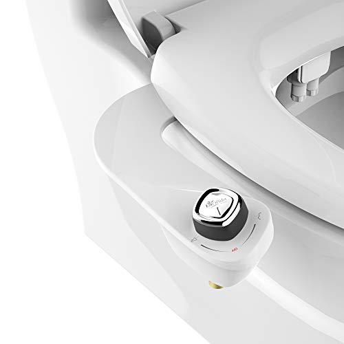 Bio Bidet SlimEdge Simple Bidet Toilet Attachment in White with Dual Nozzle, Fresh Water Spray, Non Electric, Easy to Install, Brass Inlet and Internal Valve