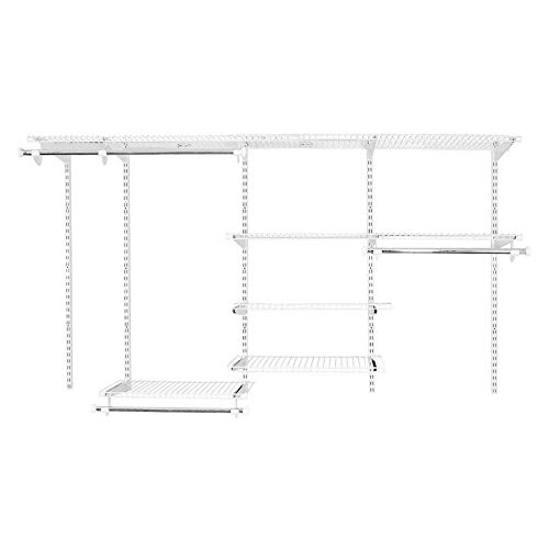 Rubbermaid 2062104 Fasttrack 4 to 8 Foot Wide Wire Closet Configuration Storage Kit, White