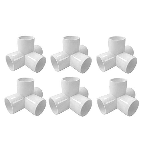 Linksworld 4 Way PVC Corner Fitting 3/4' PVC Elbow Corner Side Outlet Tee Fitting PVC Elbow Fittings for Furniture Grade,Greenhouse shed Pipe Fittings and Tent Connection 6pcs