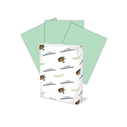 Hammermill Green Colored 20lb Copy Paper, 8.5x11, 1 Ream, 500 Total Sheets, Made in USA, Sustainably Sourced From American Family Tree Farms, Acid Free, Pastel Printer Paper, 103366R