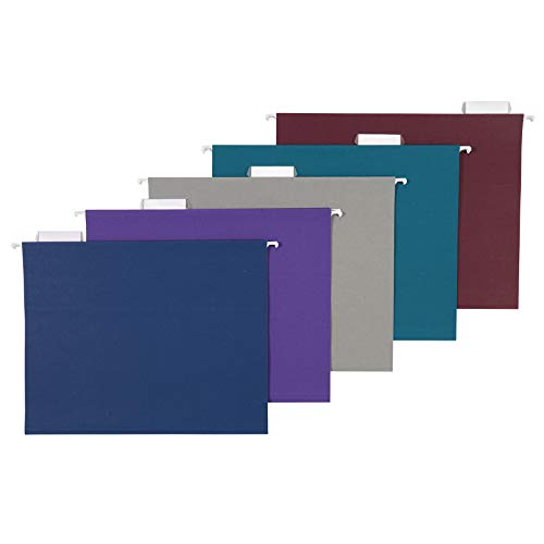 AmazonBasics Hanging Folders, Letter Size, Jewel-Tone Colors (Assorted), 25-Pack