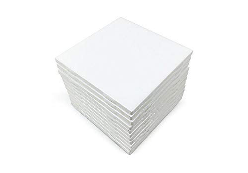 Set of 12 Glossy White Ceramic Tiles for Arts & Crafts by Squarefeet Depot Genuine Made in USA (4.25'x4.25')