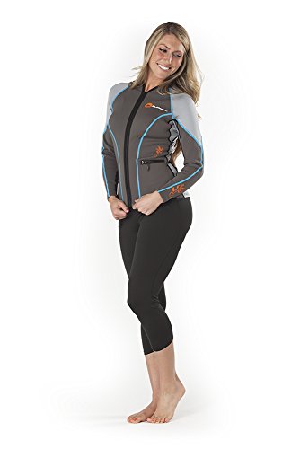 SUPreme Women's Catch 1.5mm Poly Hybrid Jacket, Light/Dark Gray, 14 - Standup Paddleboarding, Kayaking & Water Sports