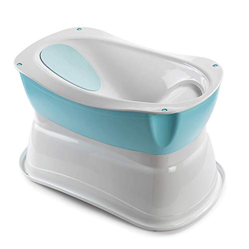 Summer Right Height Bath Tub – Elevated and Spacious Baby Bathtub with Newborn Bath Support – Extended Use Features Include Tubside Seat and Stepstool