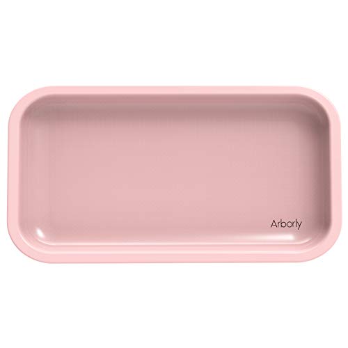 Premium Metal Rolling Tray - Large Cigarette Rolling Tray - 10.6' x 6.3' (Pink)