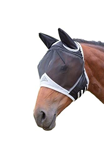 Shires Fine Mesh Fly Mask with Ears Black Cob
